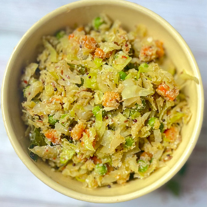 Delicious, Home Style Cabbage, Carrot And Peas Poriyal Recipe
